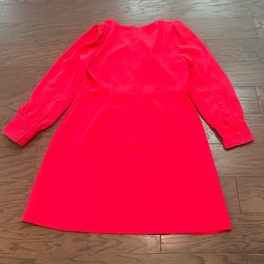 J.Crew Long-sleeve dress in 365 crepe fabric Bright Rose Size 14